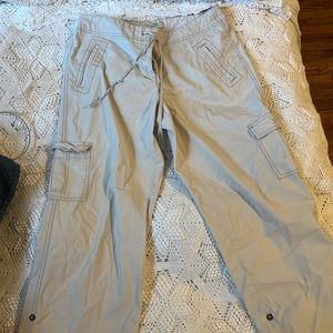 Low Waisted White/Beige Loft Cargo Pants
